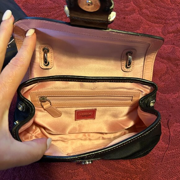 Vintage Y2K COACH Mini Soho Madison Top Handle Black Satin/Suede Bag - Picture 3 of 8